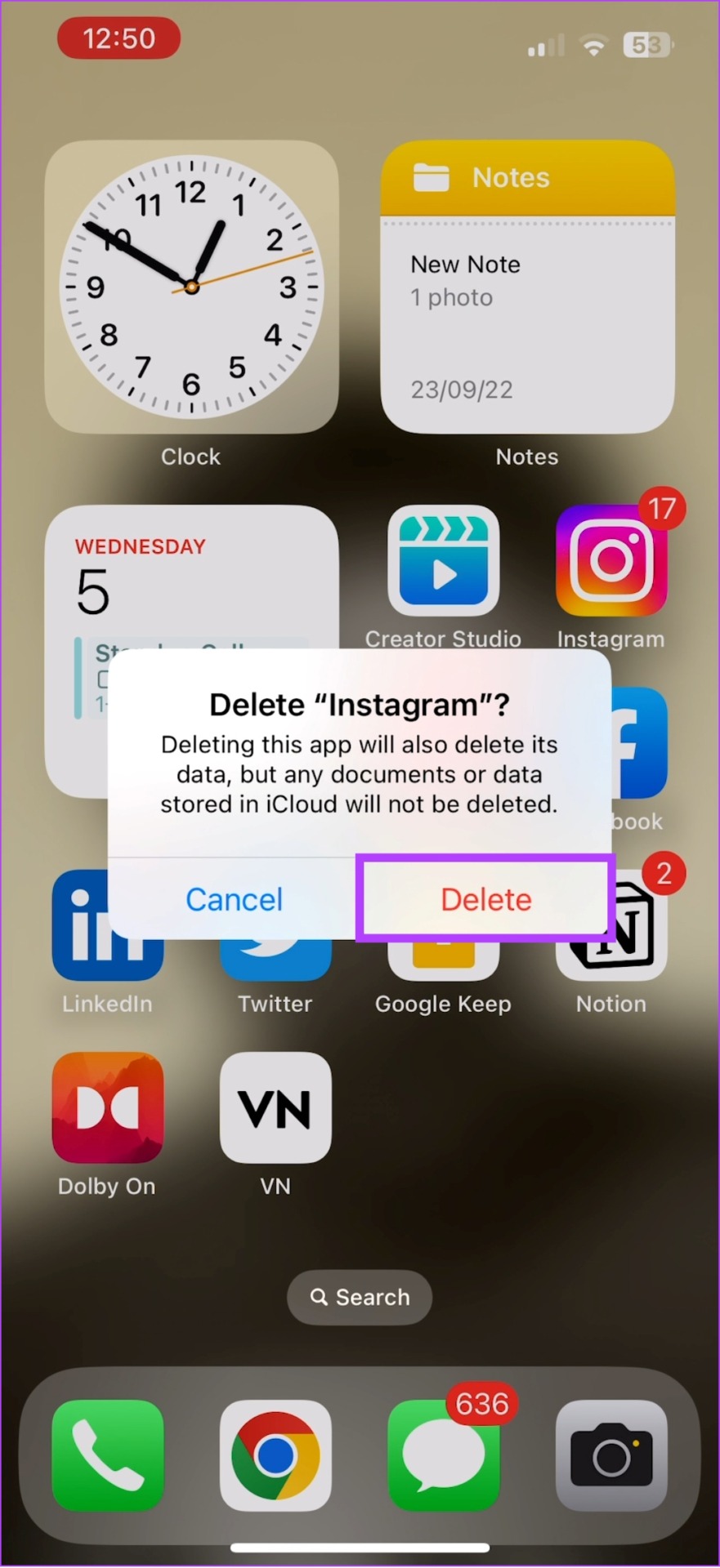 Choose delete again to confirm