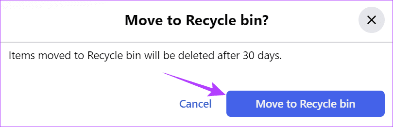 Choose move to recycle bin