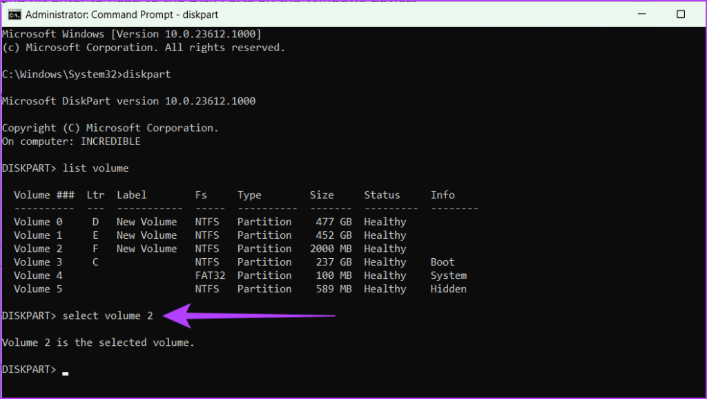 Choose the disk you want to remove