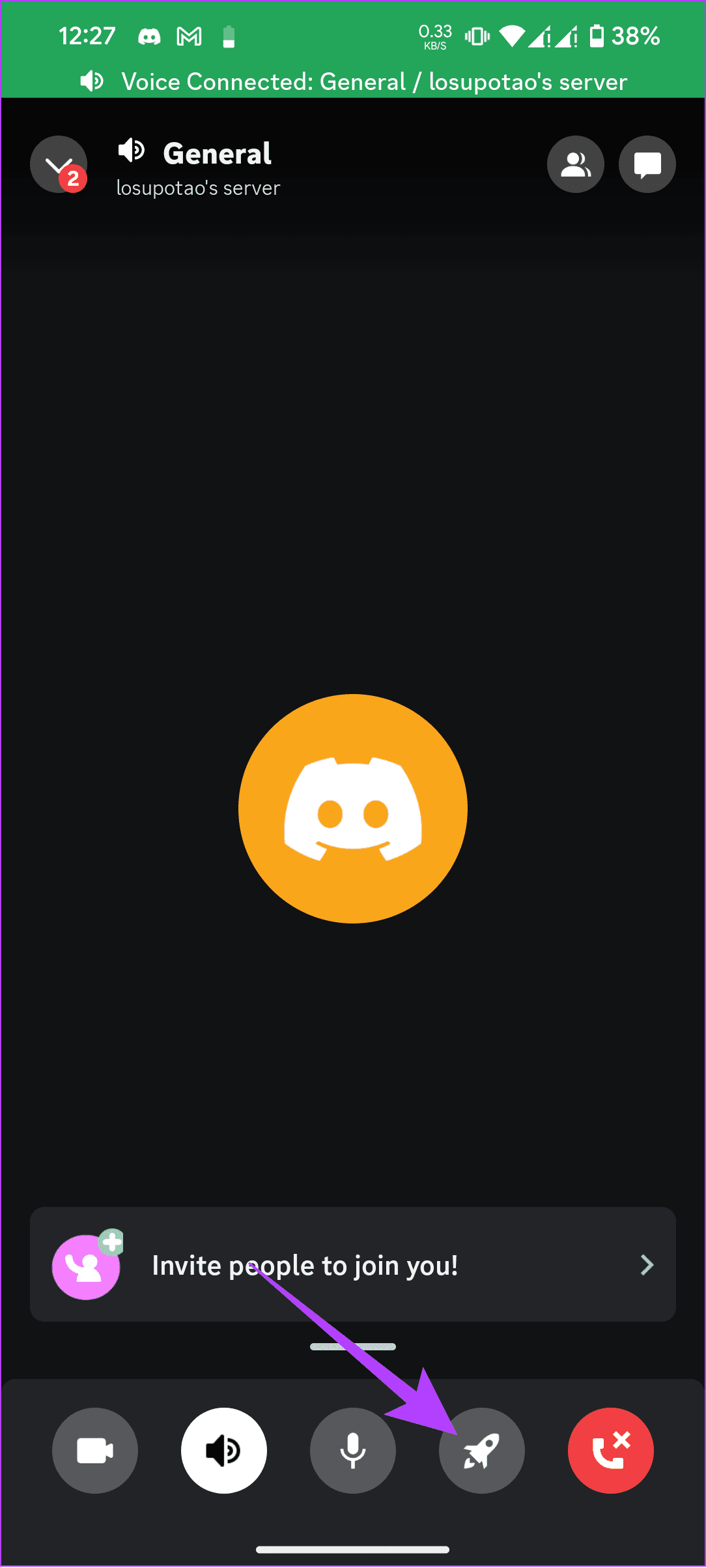 Choose the rocket icon at the bottom