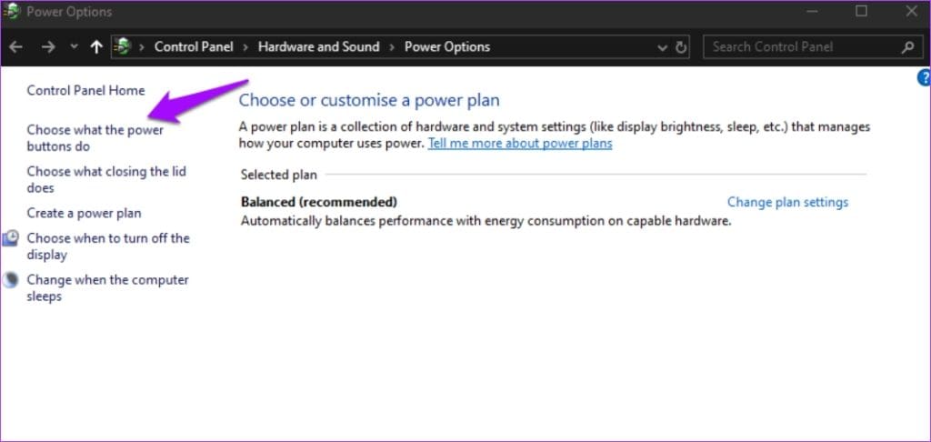Choose what the power buttons do option - 1
