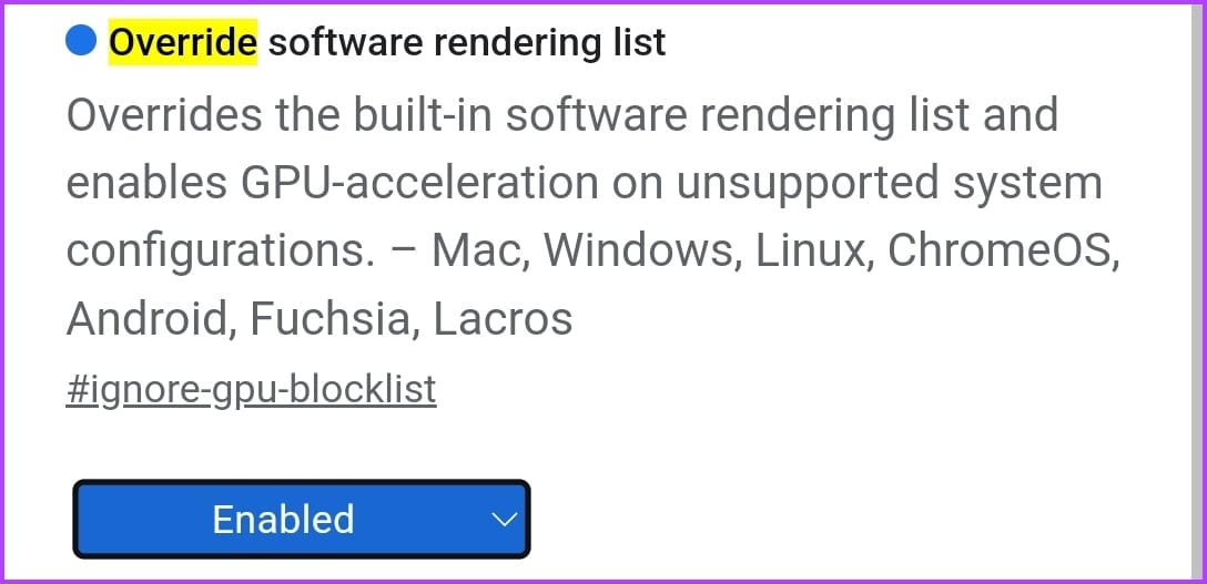 Chrome Override Software Rendering List