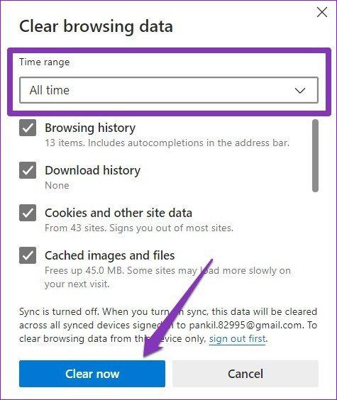 Clear Browsing Data in Microsoft Edge