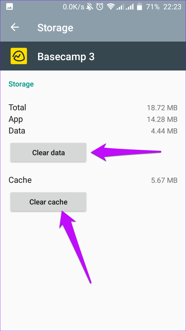 Clear Data and Cache Android