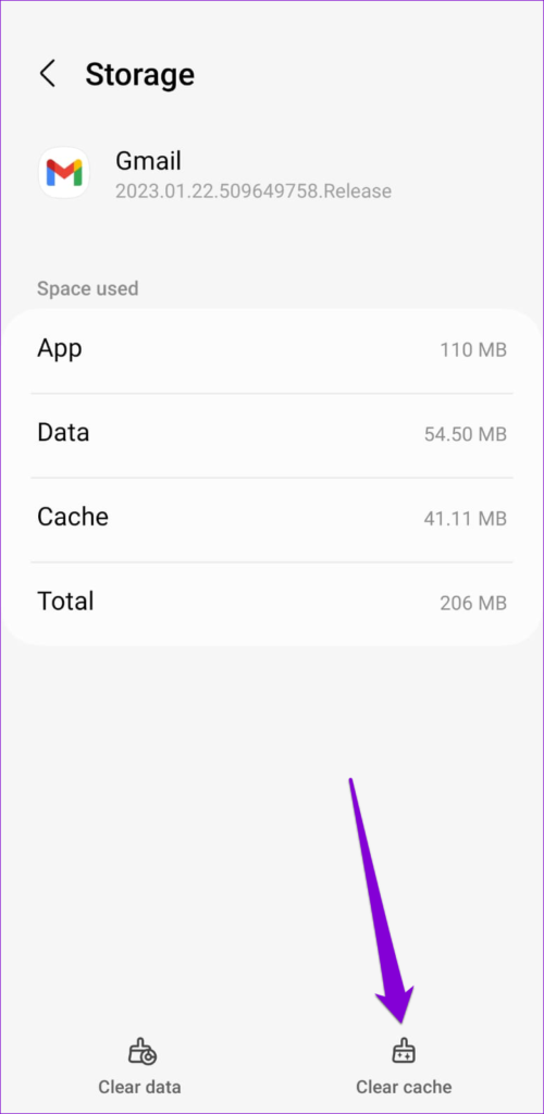 Clear Gmail Cache