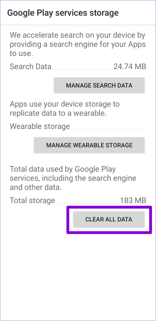 Clear Google Play Services Data