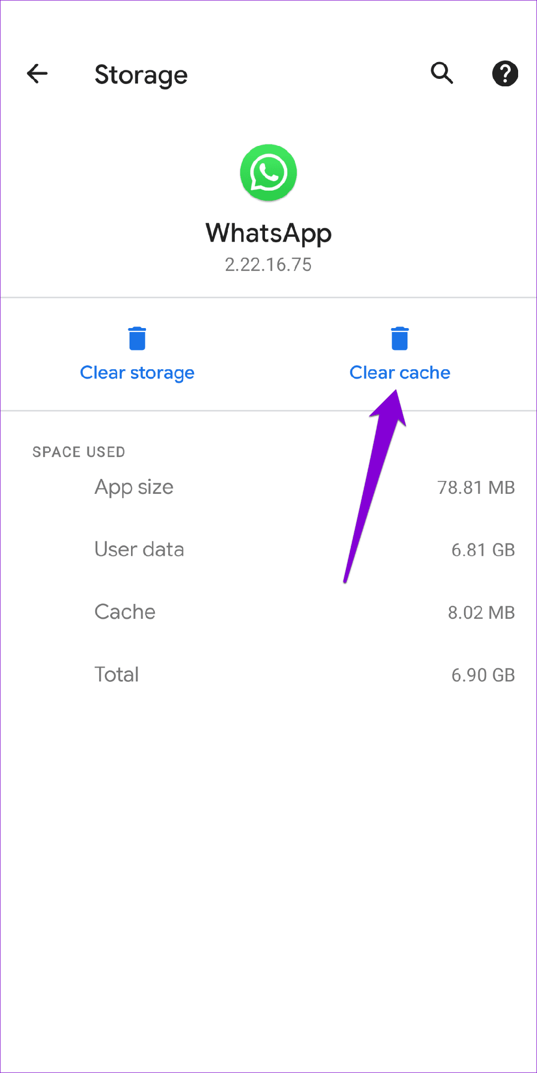 Clear WhatsApp Cache on Android