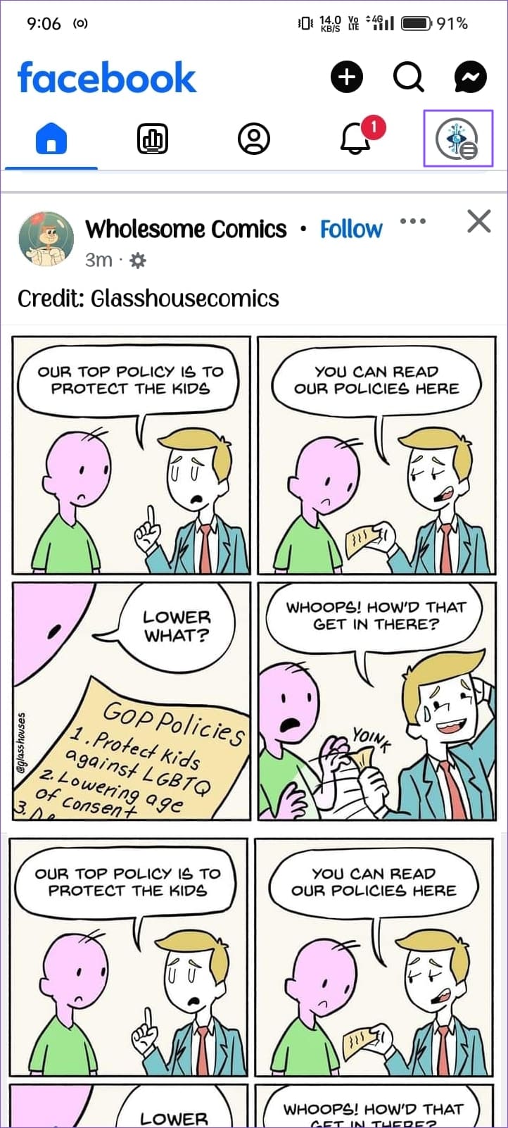 Click On Profile Icon To Change To Fb Page