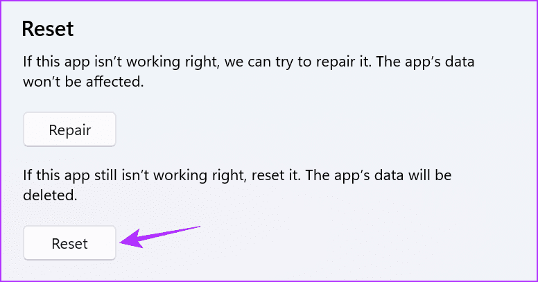 Click on Reset Windows