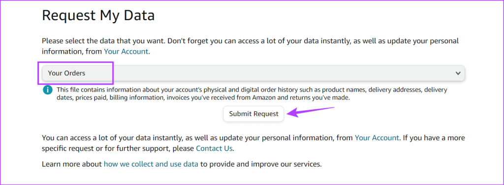 TIP TO DOWNLOAD AMAZON ORDER RETURN INFORMATION CHAT visual data 6
