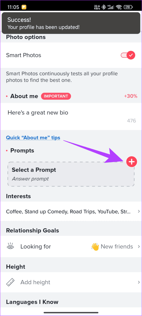 Click the plus button over the prompt to add them