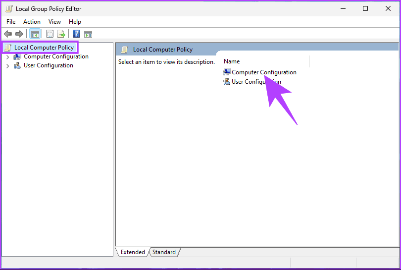 Select Computer Configuration