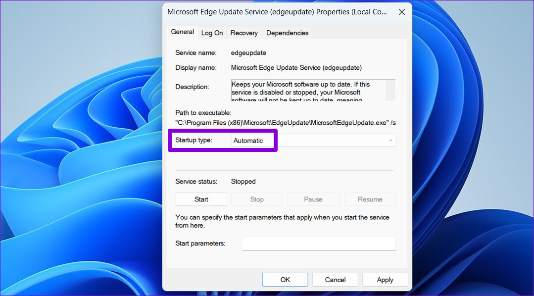 Configure Microsoft Edge Update Service Properties