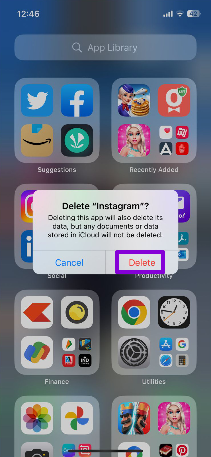 Confirm Delete Instagram App From iPhone
