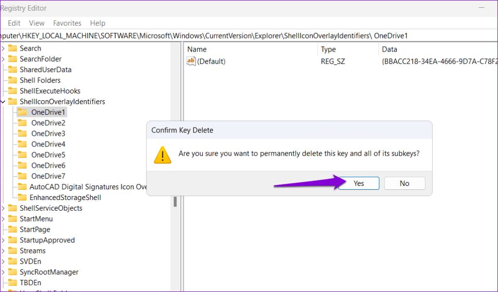 Confirm Delete Registry Key on Windows
