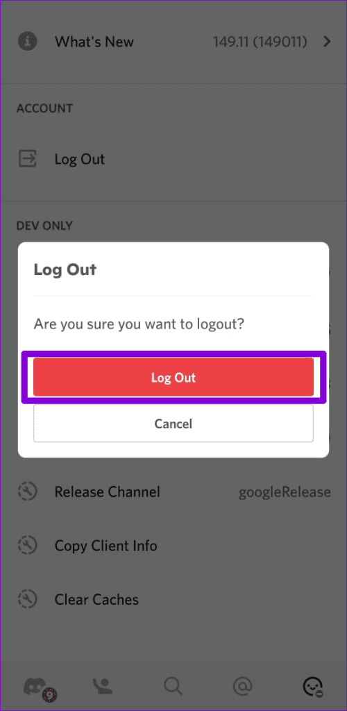 Confirm Log Out of Discord on Mobile