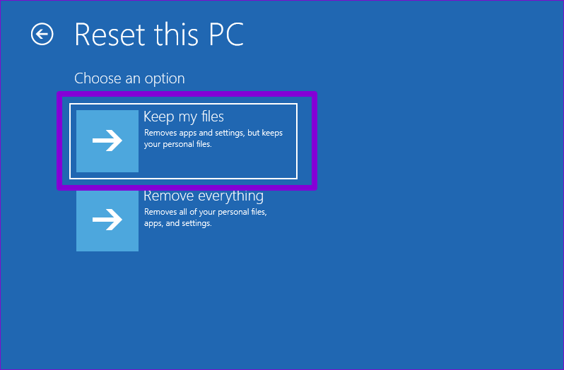Confirm Reset Windows 11 via Advanced Options