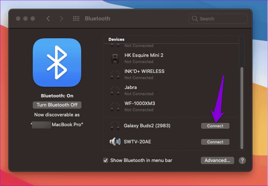 Connect Galaxy Buds 2 to a Mac