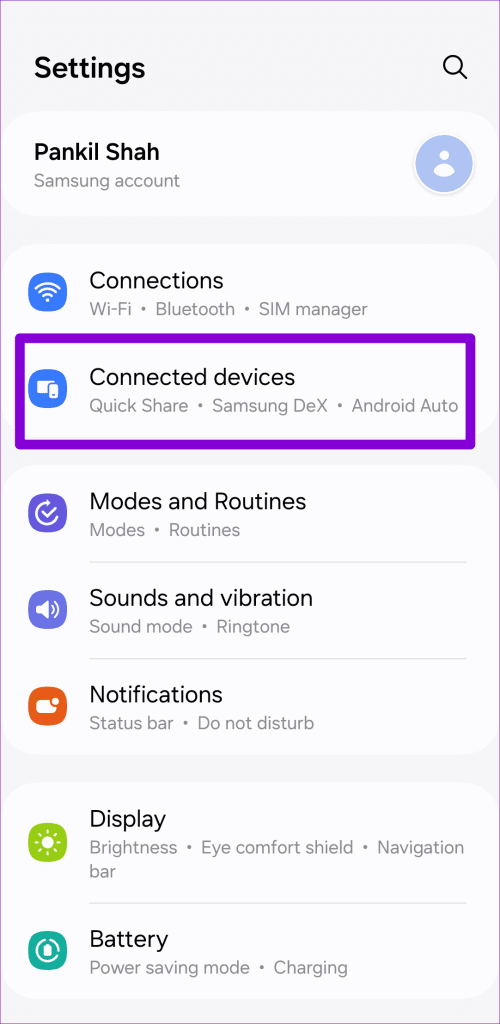 Connected Devices on Android Phone