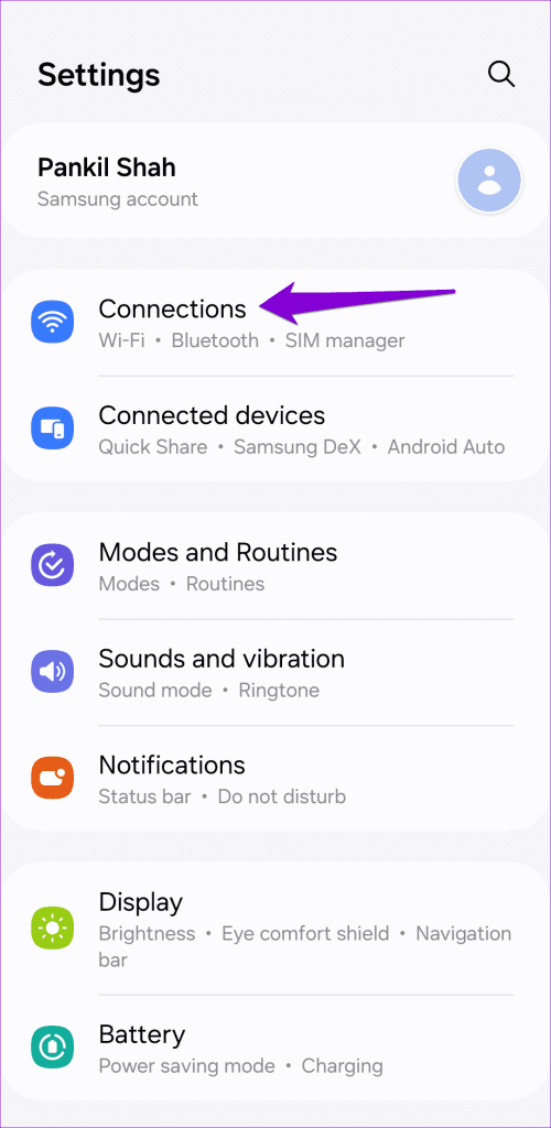 Connections on Android Phone