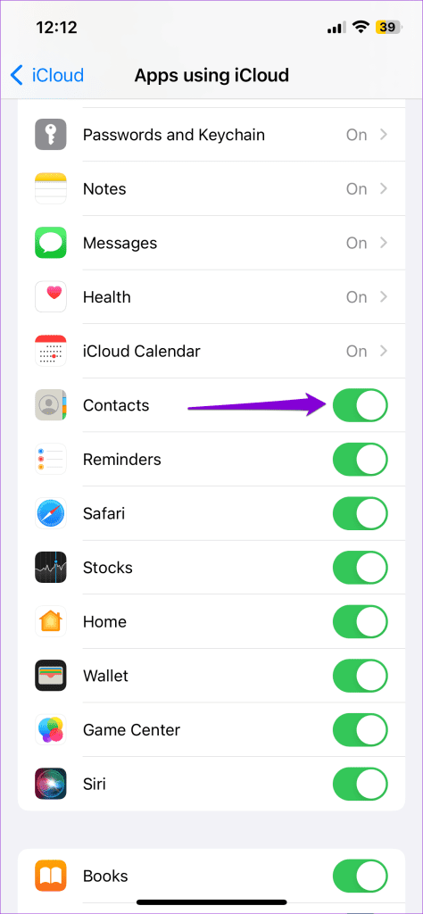 Contacts Sync on iPhone