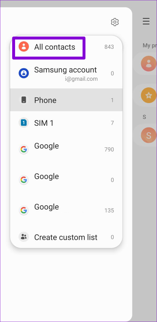 Contacts to Display in the App