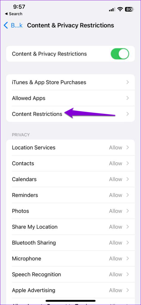 Content Restrictions on iPhone