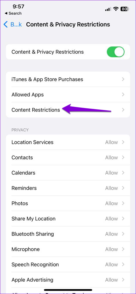 Content Restrictions on iPhone