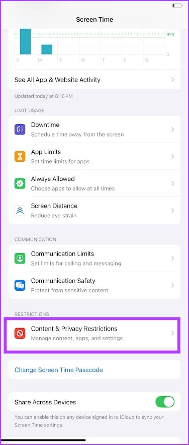 Content and Privacy Restrictions 2