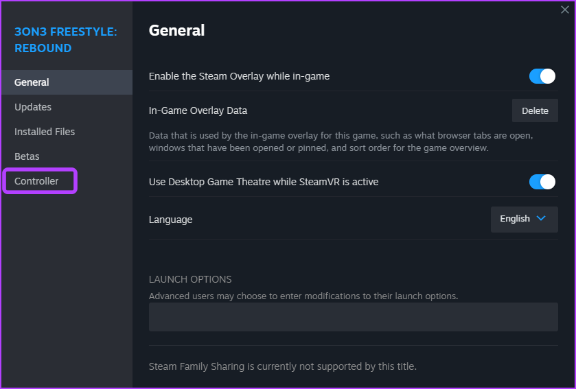 Controller option in Steam settings