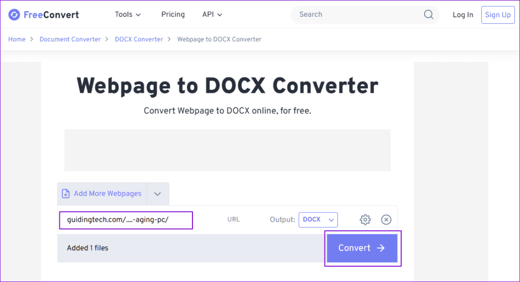 Convert Webpage to Docx Free Convert