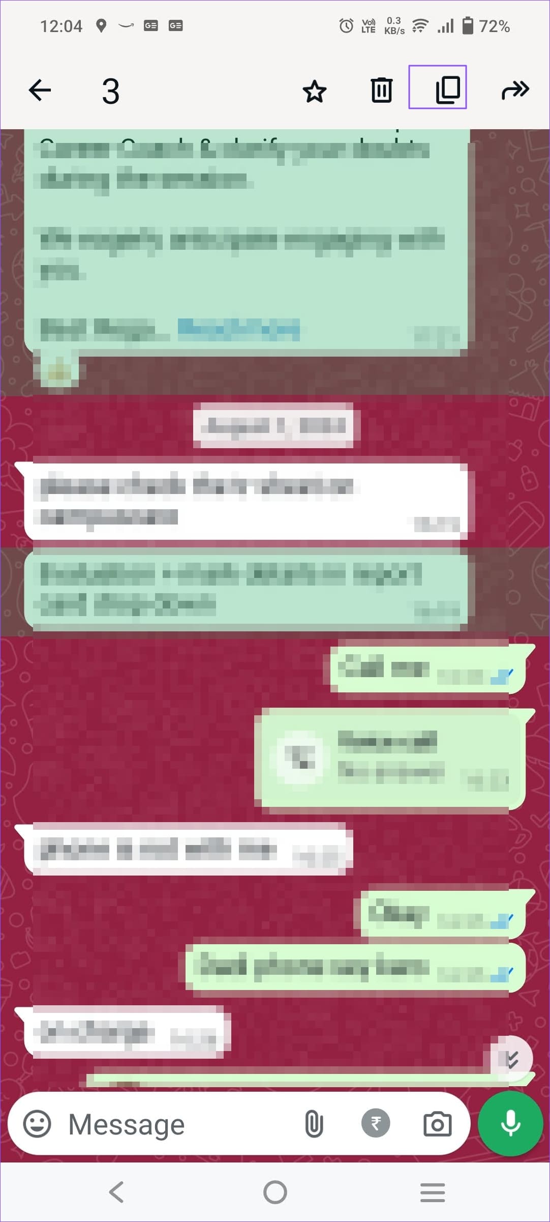 Copy Messages in WhatsApp