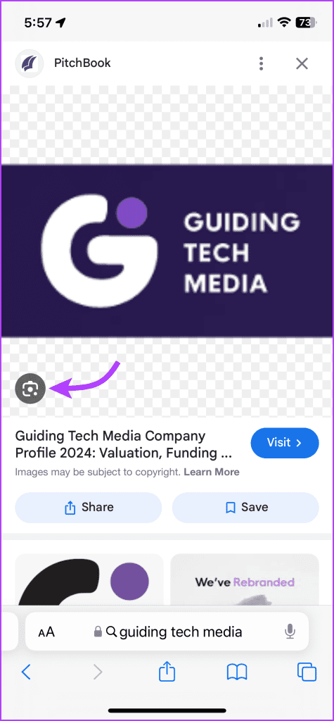 Select the Google Lens icon from the bottom - 6