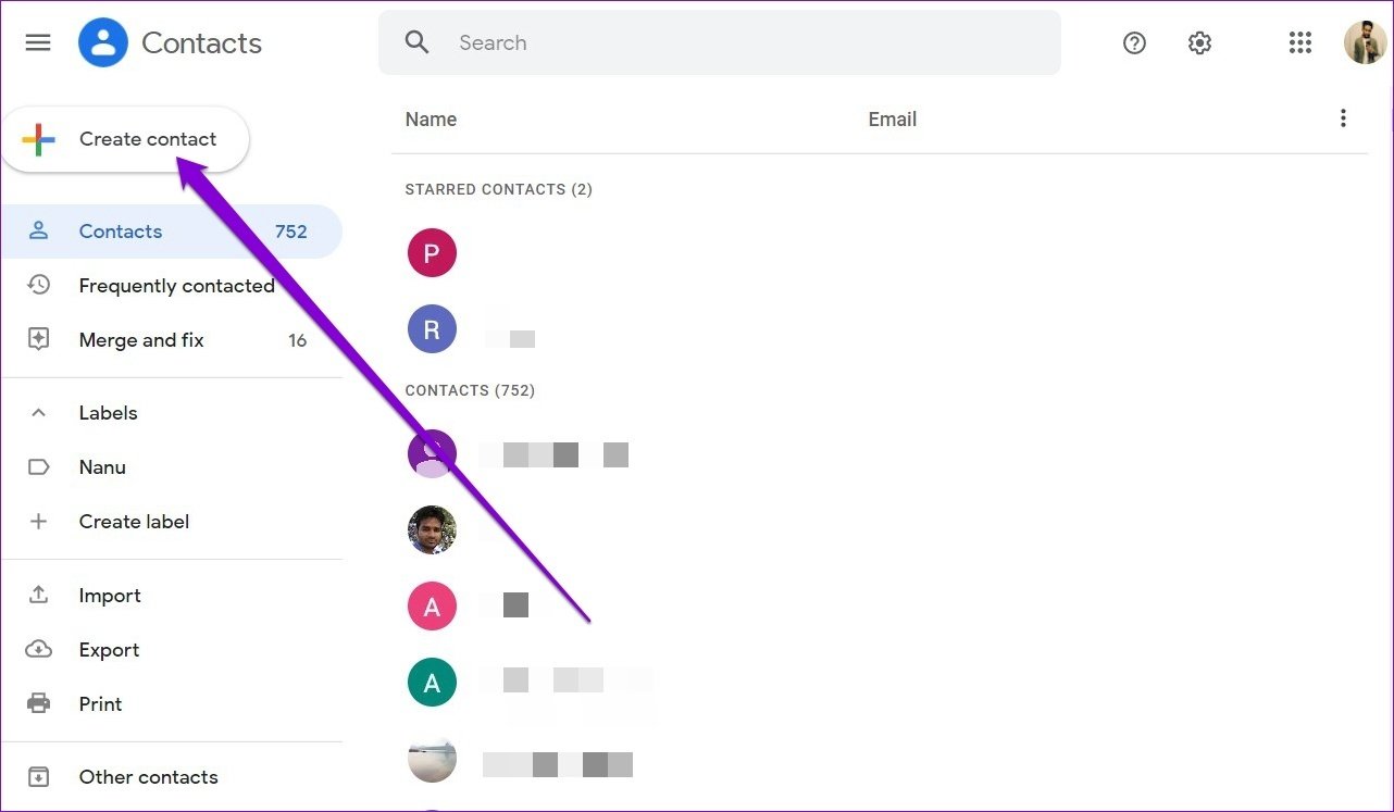 Create Contact in Gmail
