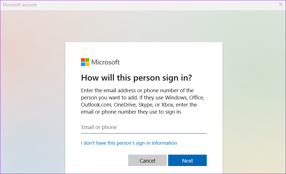 Create Microsoft Account on Windows