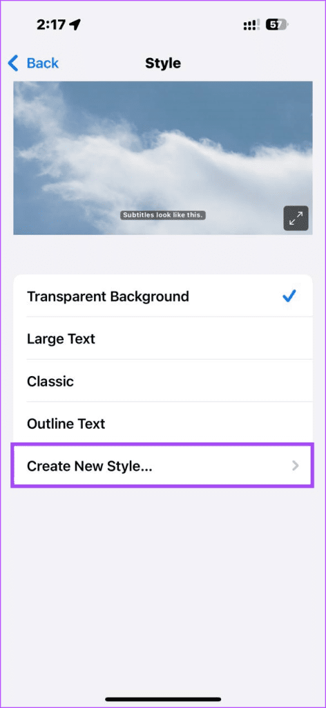 Create New Style in iPhone Settings