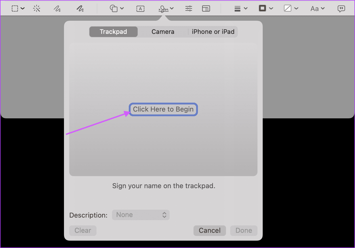 Create Your Signature Using the Trackpad 1