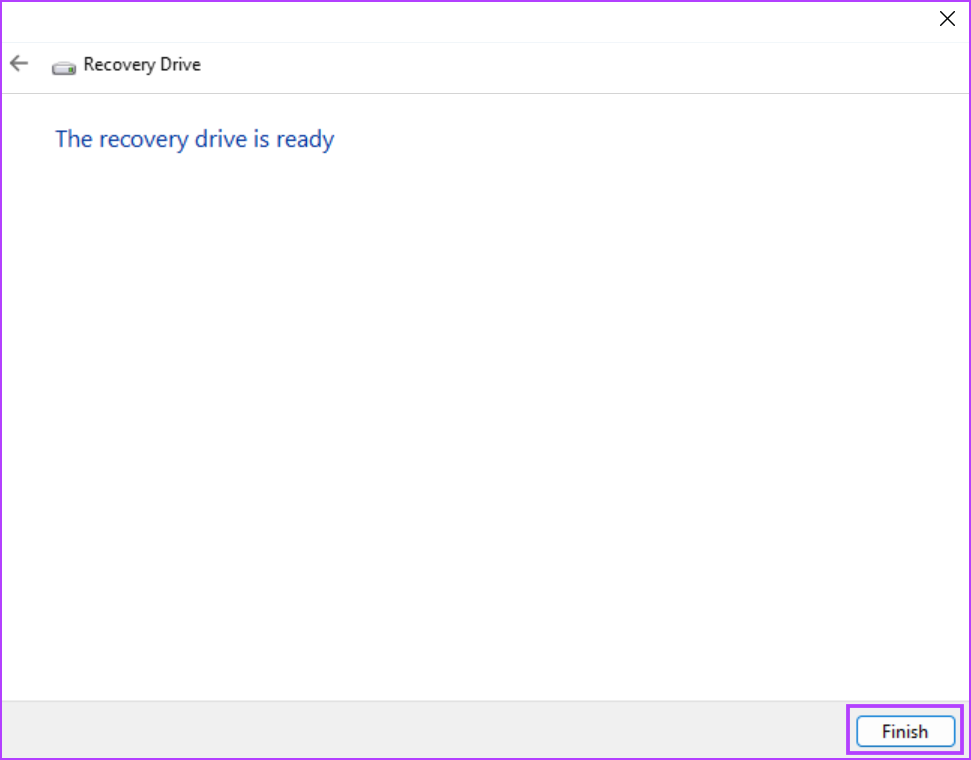 Creating Recovery drive