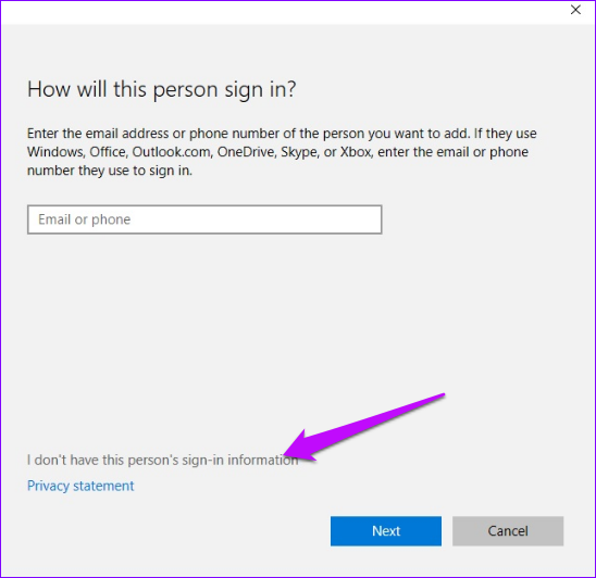 Create new user account dont have login information