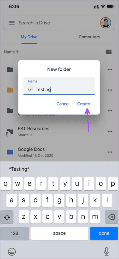 Create option for folders