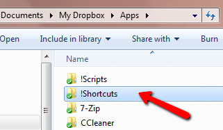 Create Shortcuts Folder