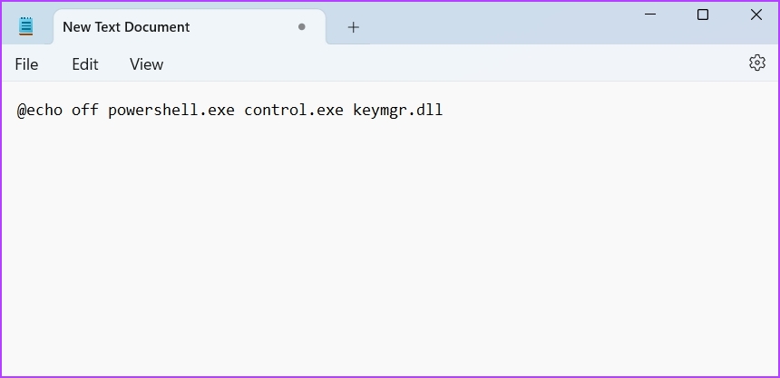 _Credential Manager command in Notepad
