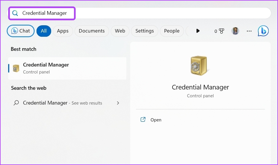 _Credential Manager in the Start Menu