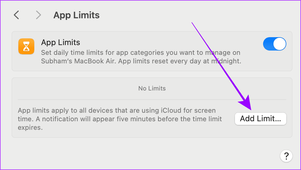 Customize App Limit Settings
