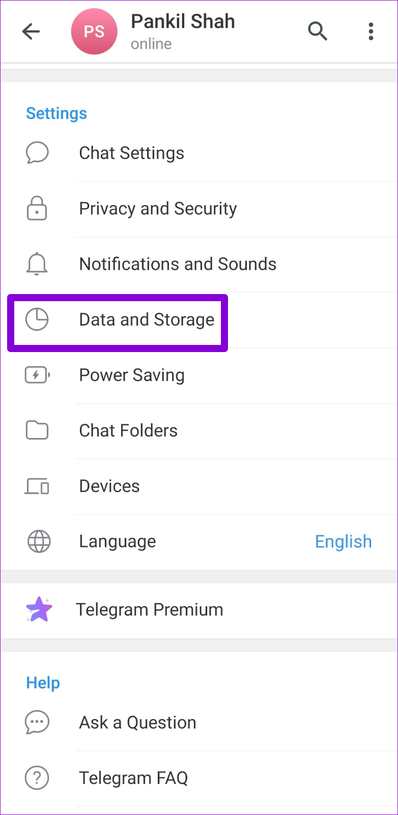 Data and Storage Settings in Telegram