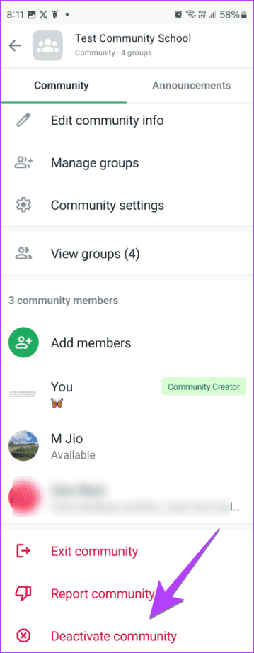 Deactivate comunity option