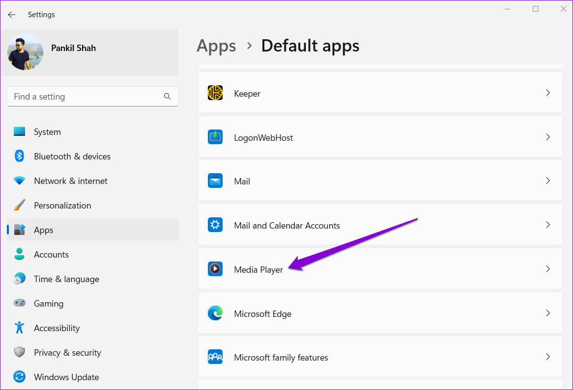 Default Apps List on Windows