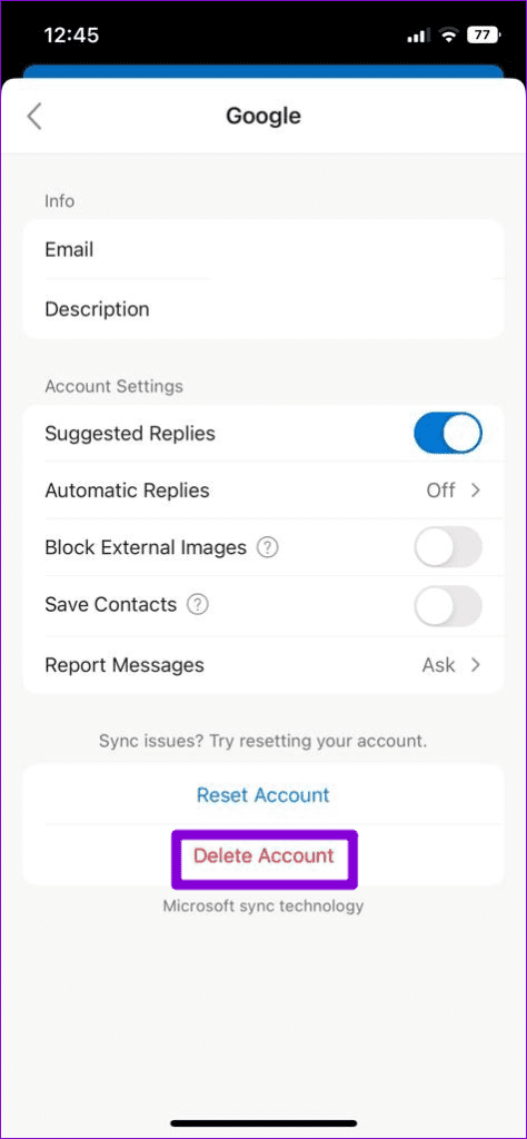 Delete Account From Outlook App 2