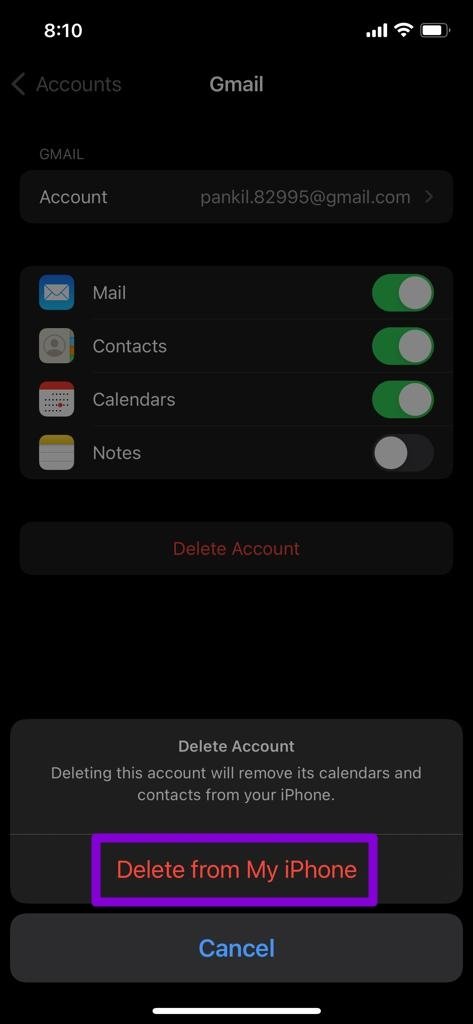 Delete Account from i Phone