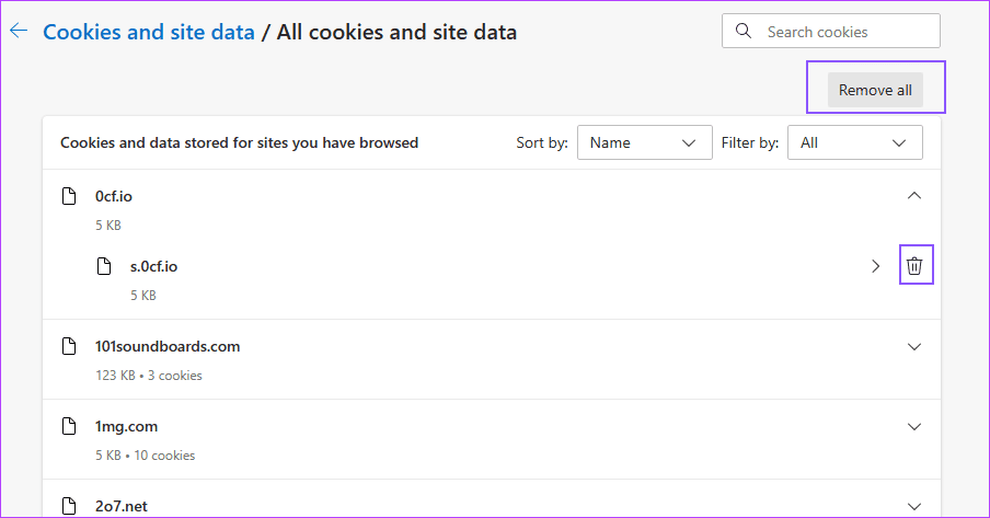 Delete All Cookies and Site Data Microsoft Edge